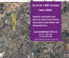 5 Marla Plot for Sale  I-16/2  ISLAMABAD   CDA SECTOR